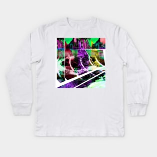 mazatlan streets in urban landscape collage art Kids Long Sleeve T-Shirt